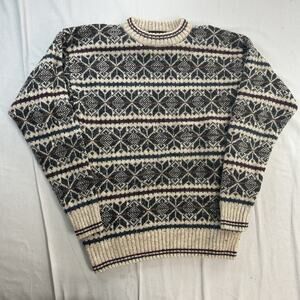 Jantzen Vintage Pattern Sweater Mens Medium Striped Brown Wool